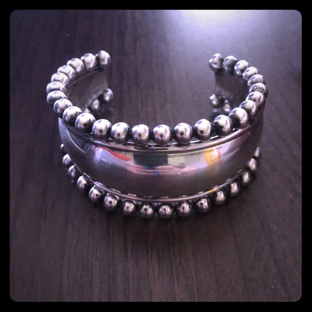 Taxco vintage sterling silver beaded cuff